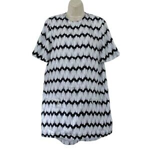Thomas Wylde Women's Sz Small Black & White Spiderweb Print Silk Dress Pockets